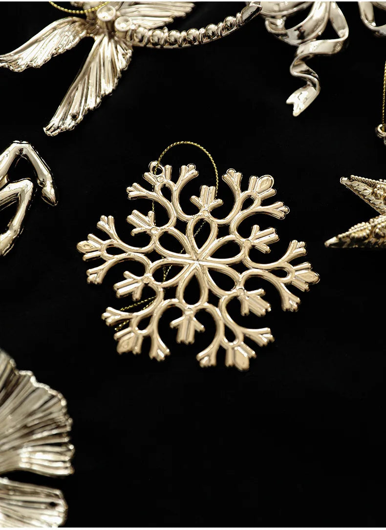 Xmas Ornament Ball Butterfly Dragonfly Angel Snowflake Gold Plastic Xmas Baubles Christmas Hanging Decor Christmas Tree Ornament