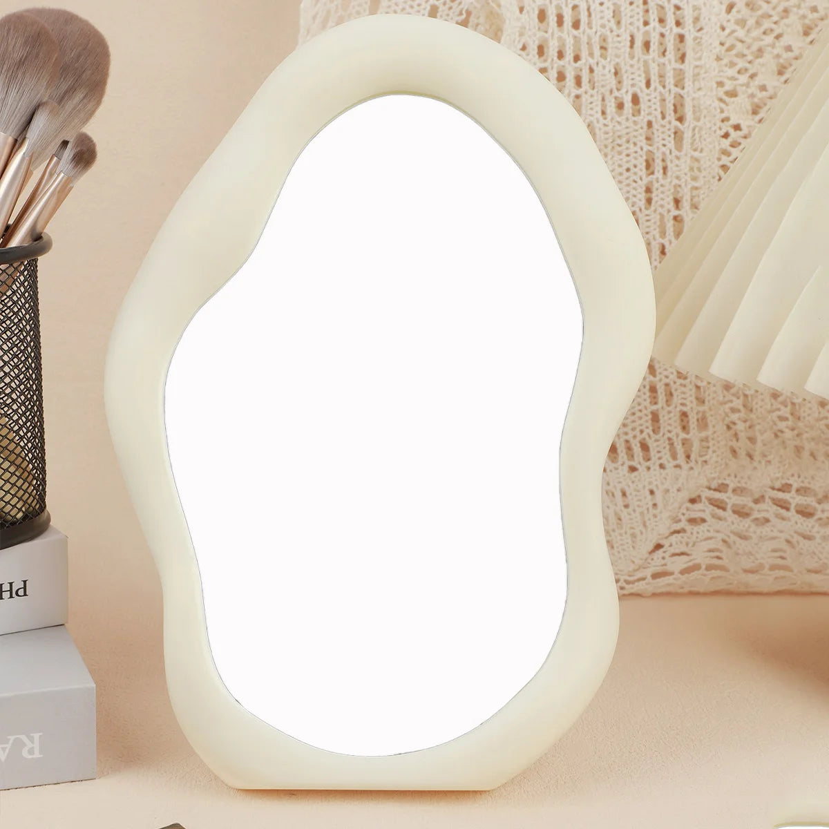 Tabletop Makeup Mirror – Decorative Bedroom & Desk Accent for Home Aesthetic Room Decor