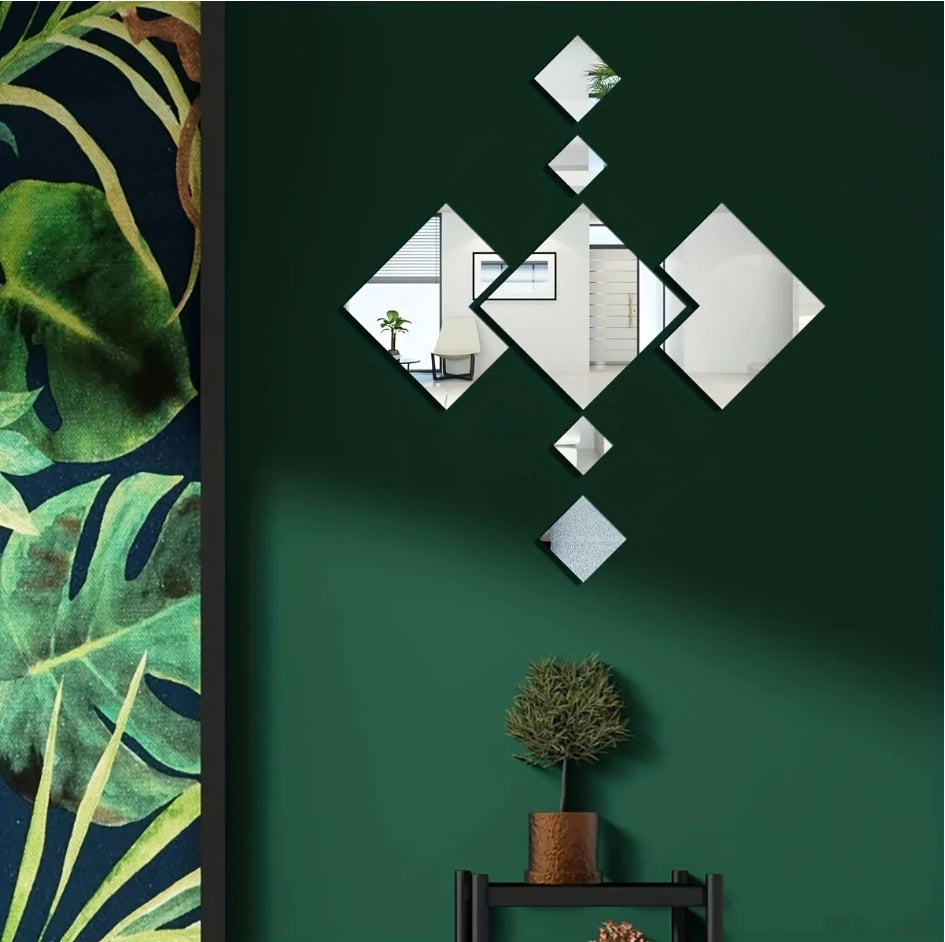 3D Acrylic Mirror Home Improvement Home Irregular Stitching DIY Wall Stickers for Living Room Bedroom Home Decoration  Stickers