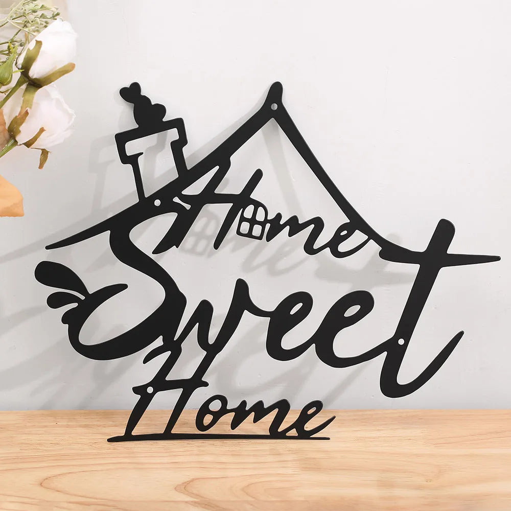 “Home Sweet Home” Metal Wall Sign – Modern Hanging Decor for Bedroom, Door & Aesthetic Room Styling