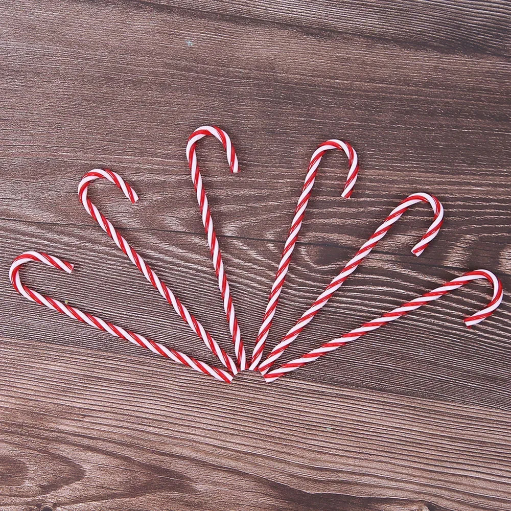 6Pcs Christmas Canes Christmas Tree Decoration 15cm Acrylic Candy Canes New Year Hanging Crutch Pendant Decor Navidad Ornaments