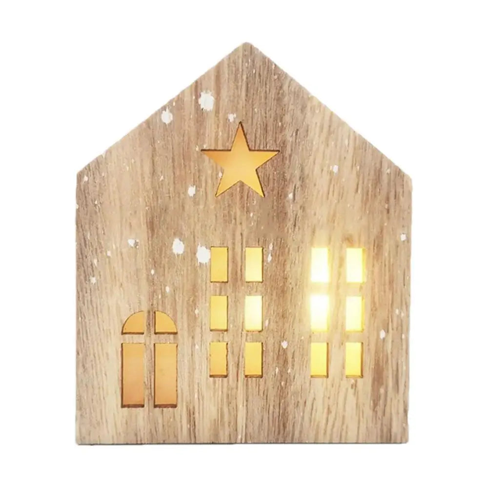 Christmas Wooden House Decor Creative House Shape Light Up Hanging Ornament Christmas Party Supplies Indoor Home Decoration