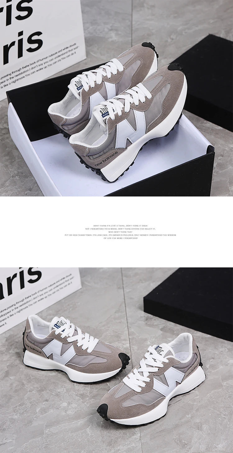 Women’s Casual Sneakers – Autumn Fashion Breathable Lace-Up Sports Shoes, Platform Walking Shoes