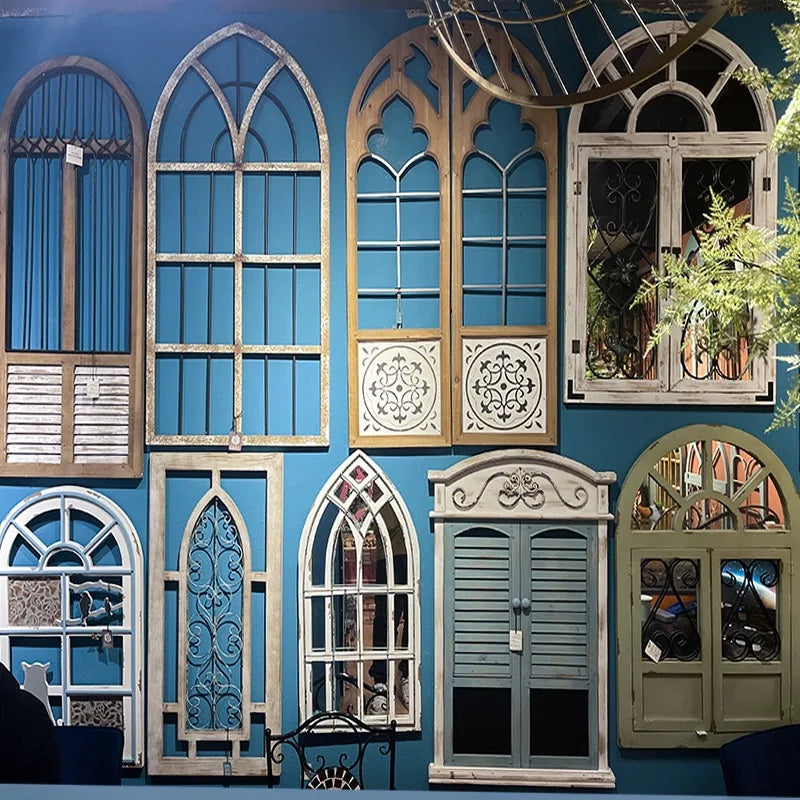 False window decoration wall home wood American Nordic retro creative iron homestay wall decoration wall decoration