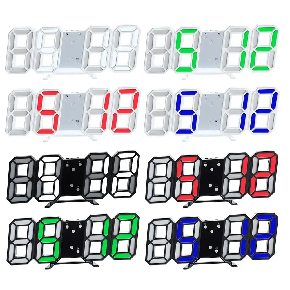 3D LED Digital Wall Clock – Modern Glowing Electronic Clock for Bedroom with Adjustable Brightness & Night Mode