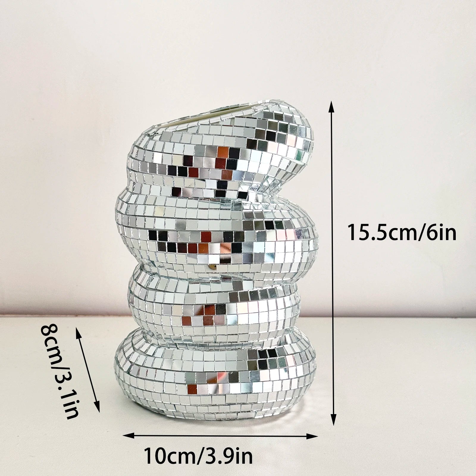Handmade Disco Mirror Vase – Modern Tile Flower Holder for Funky Home & Aesthetic Room Decor