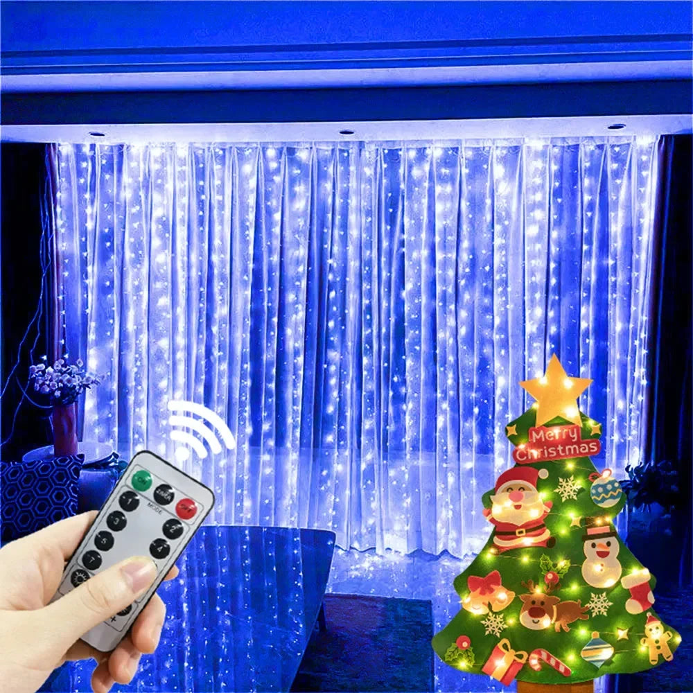 USB LED Curtain Fairy Lights – 8-Mode Wedding Garland String Lights for Outdoor, Christmas Tree & Garden Decoration