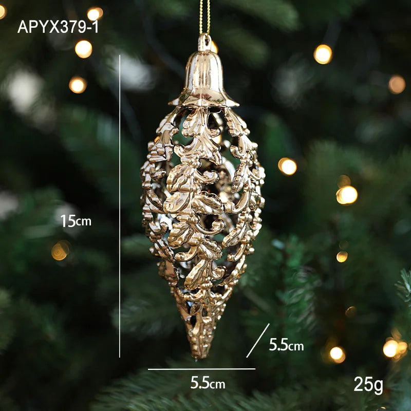 Xmas Ornament Ball Butterfly Dragonfly Angel Snowflake Gold Plastic Xmas Baubles Christmas Hanging Decor Christmas Tree Ornament