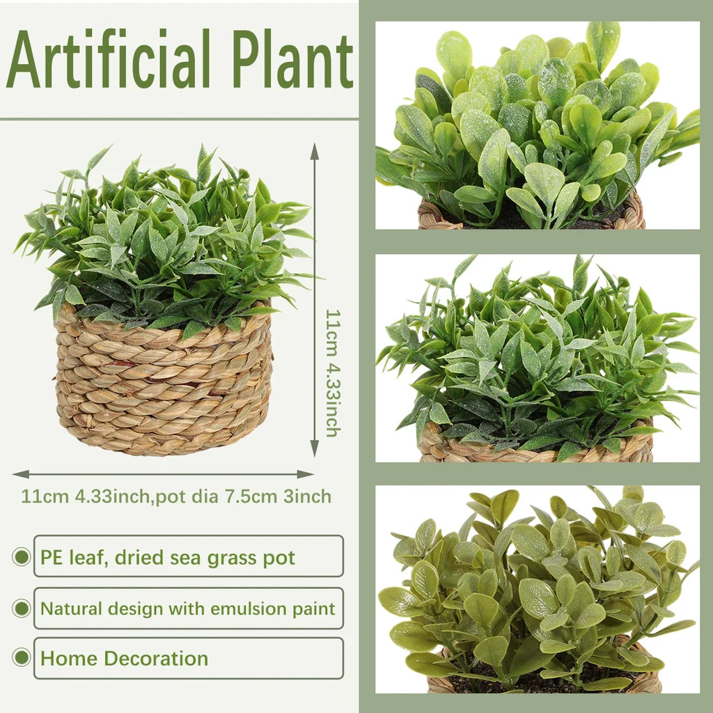 3pcs Green Artificial Plants Grass Woven Small Potted Plants Home Decoration home decor  home decoration  plants