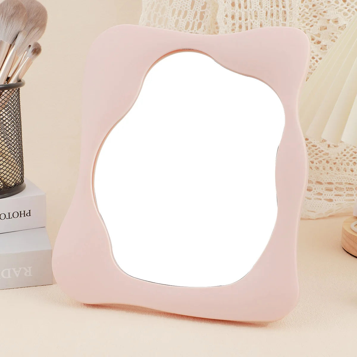 Tabletop Makeup Mirror – Decorative Bedroom & Desk Accent for Home Aesthetic Room Decor