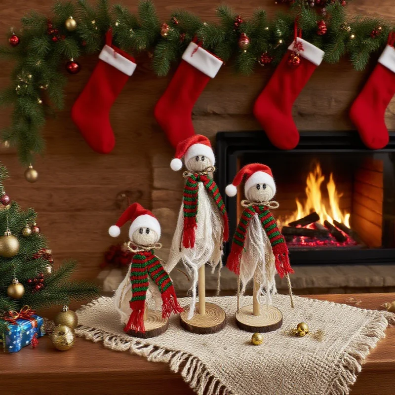 Christmas Wooden Fabric Home Decor Handmade Holiday Decoration for Festive Season