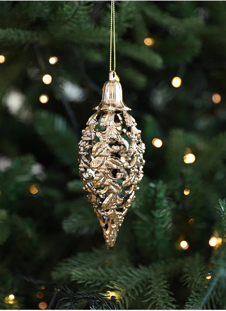 Xmas Ornament Ball Butterfly Dragonfly Angel Snowflake Gold Plastic Xmas Baubles Christmas Hanging Decor Christmas Tree Ornament