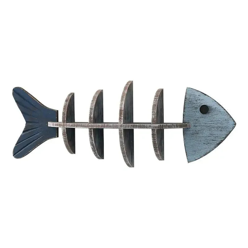Mediterranean 3D Fishbone Wall Shelf – Retro Wooden Wall Organizer & Fish-Shaped Decor for Living Room