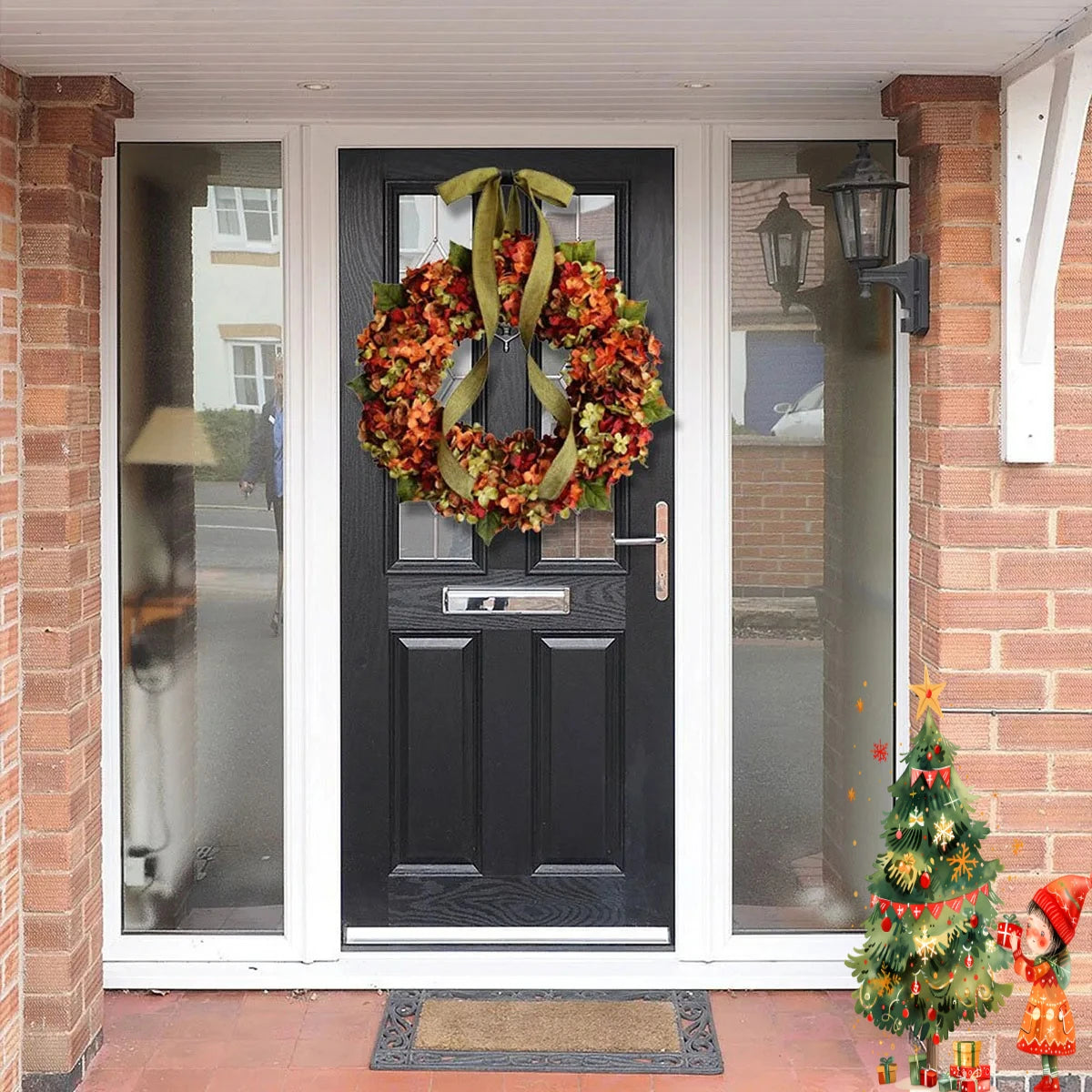 Christmas Indoor & Outdoor Decorations, Autumn Flowers, Thanksgiving Wreaths, Restaurant Party Holiday Wreath Door Decor