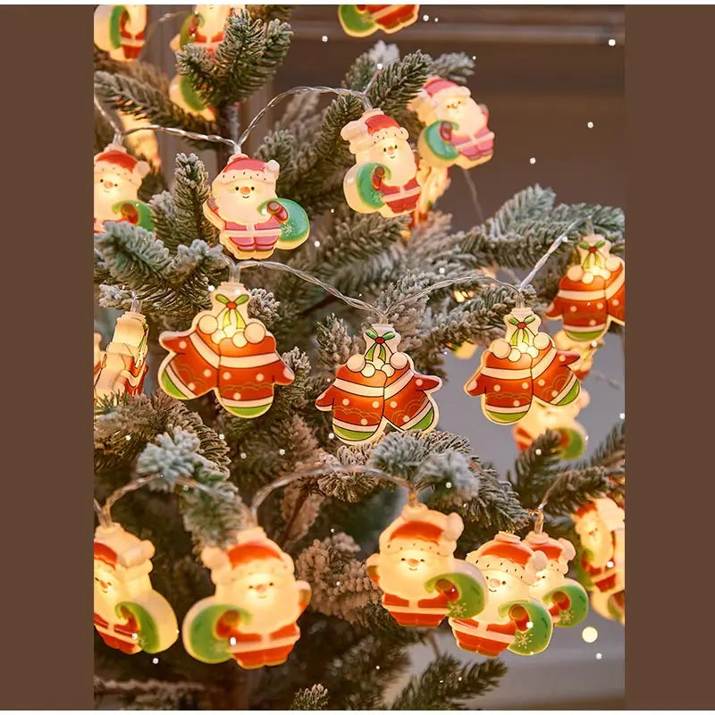 Christmas Creative Decorative Atmosphere Lights Solar Lamp String Led Santa Claus Snowman String Lights Party Decorations