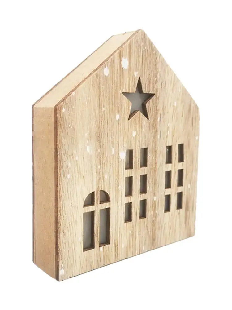 Christmas Wooden House Decor Creative House Shape Light Up Hanging Ornament Christmas Party Supplies Indoor Home Decoration