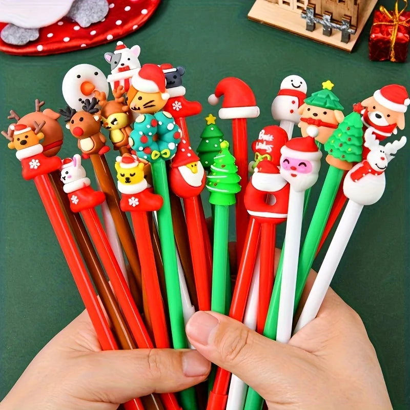 12-Piece Christmas Holiday Pens – Neutral Gel Pens for Office, Study, & DIY Gifts