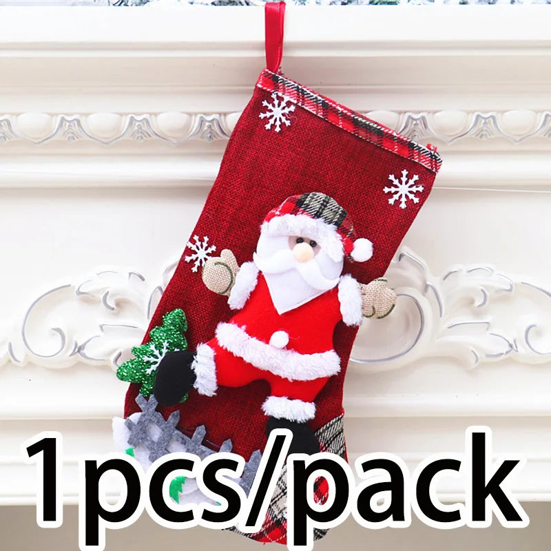 1-Piece Christmas Hanging Decoration – Festive Socks Gift Bag Ornament for Window & Home Decor