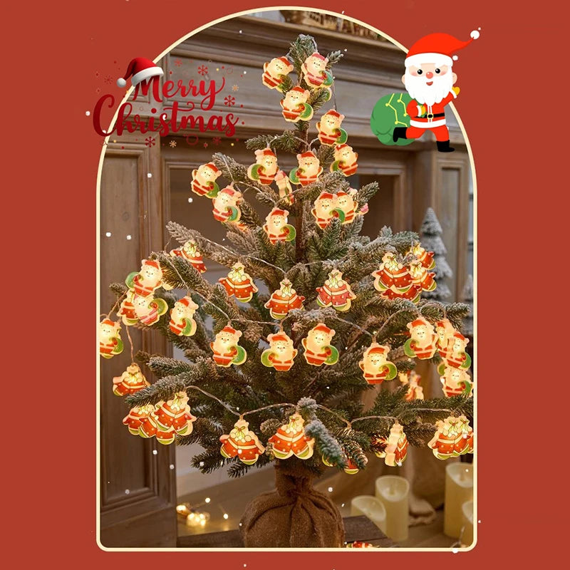 Christmas Creative Decorative Atmosphere Lights Solar Lamp String Led Santa Claus Snowman String Lights Party Decorations