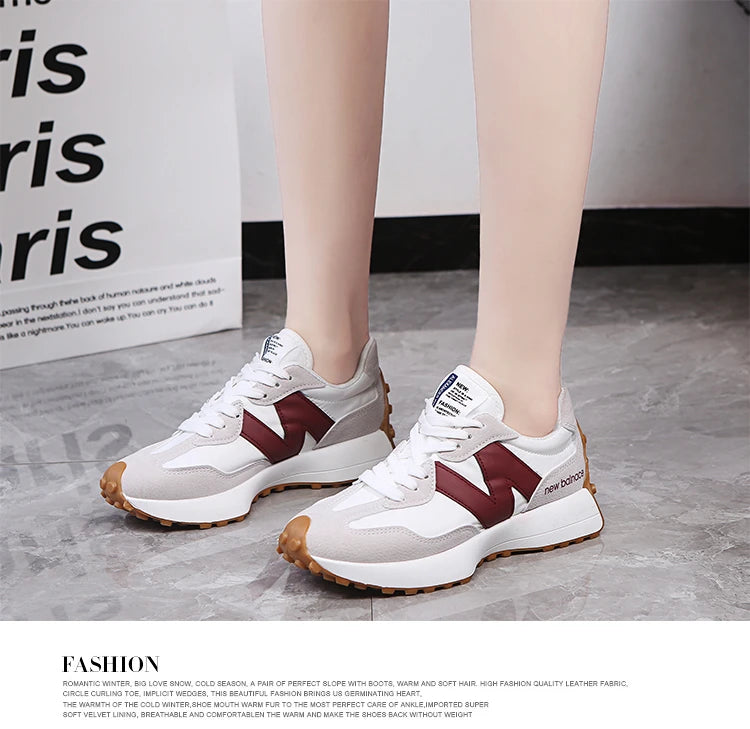 Women’s Casual Sneakers – Autumn Fashion Breathable Lace-Up Sports Shoes, Platform Walking Shoes