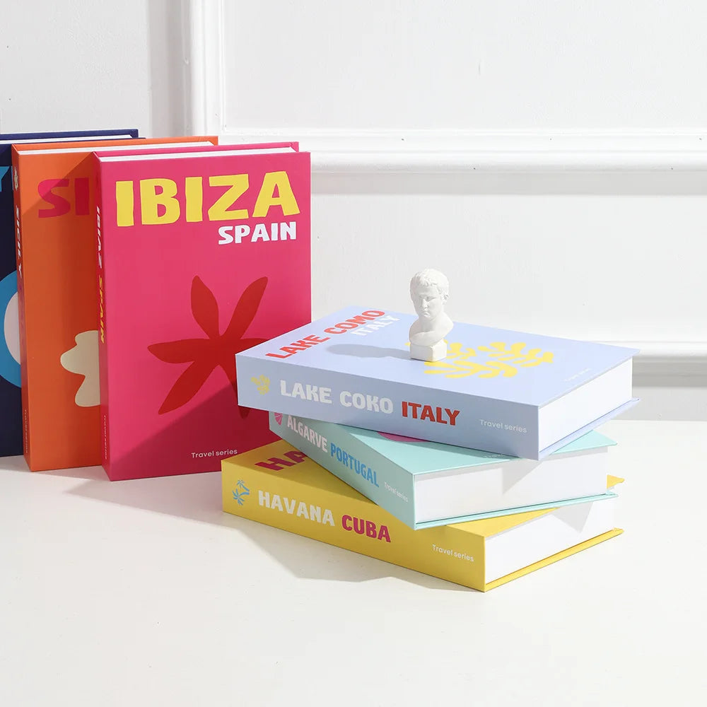 Colorful Fake Decorative Books – Vacation-Style Ornament Set for Coffee Tables, Shelves & Home Decor