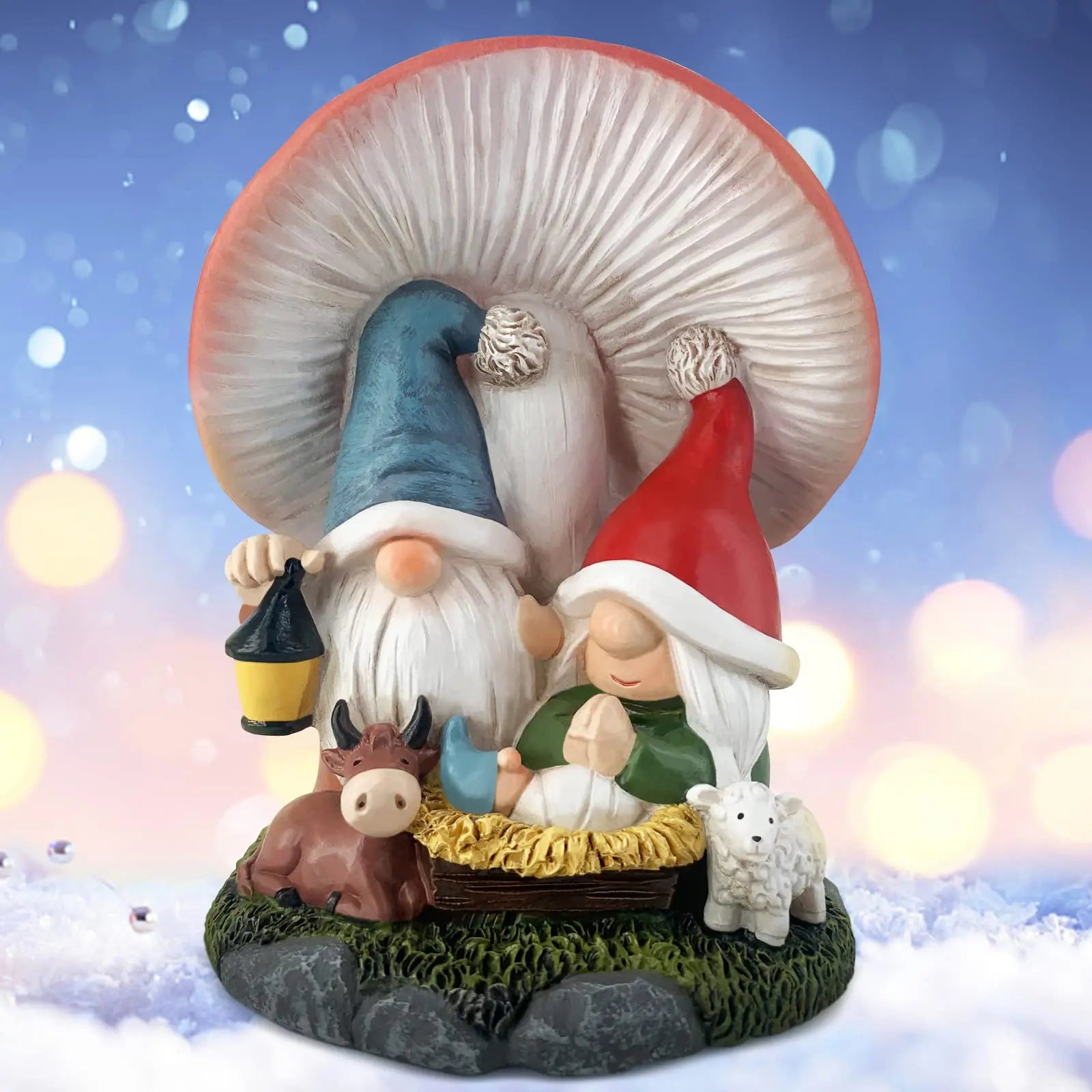 Christmas Decoration Indoor Home Decor-3.2''L 3.2''W 4.3''H Gnome Nativity Sets-Nativity Scene Xmas Holiday Decor