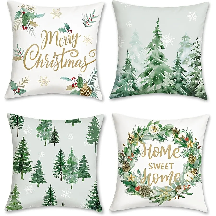Christmas Themed Pillow Covers: Merry Christmas, Pine Tree Prints, Home Sweet Home Wreath Sofa bed cushion cover,home decoration