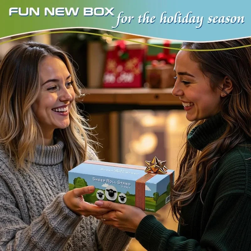 Funny Sheep Toilet Paper Holder – 3D Printed Black Free-Standing Bathroom Roll Stand, Cute & Humorous Home Decor (1/3PCS)