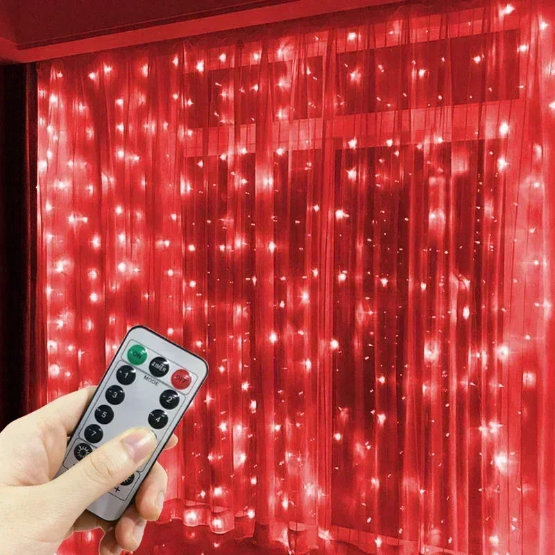 USB LED Curtain Fairy Lights – 8-Mode Wedding Garland String Lights for Outdoor, Christmas Tree & Garden Decoration