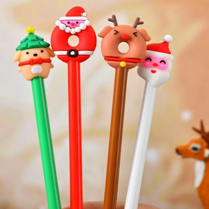 12-Piece Christmas Holiday Pens – Neutral Gel Pens for Office, Study, & DIY Gifts