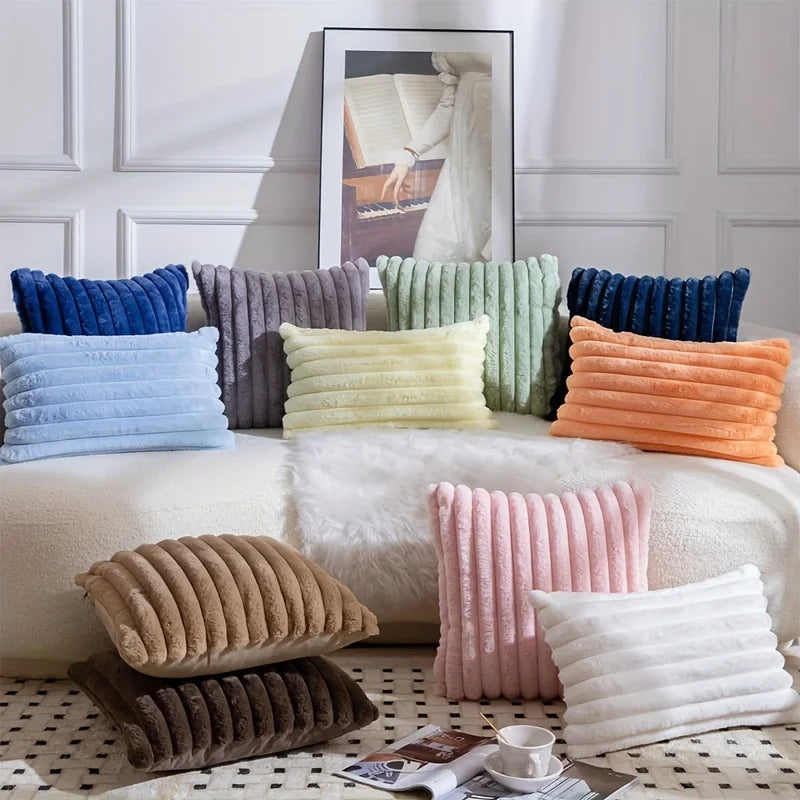 1pc Stripe Corduroy Pillow Case,Creative Home Fabric PillowCushion For Sofa Bedroom Car, Home Decoration Home Decor Room Decor