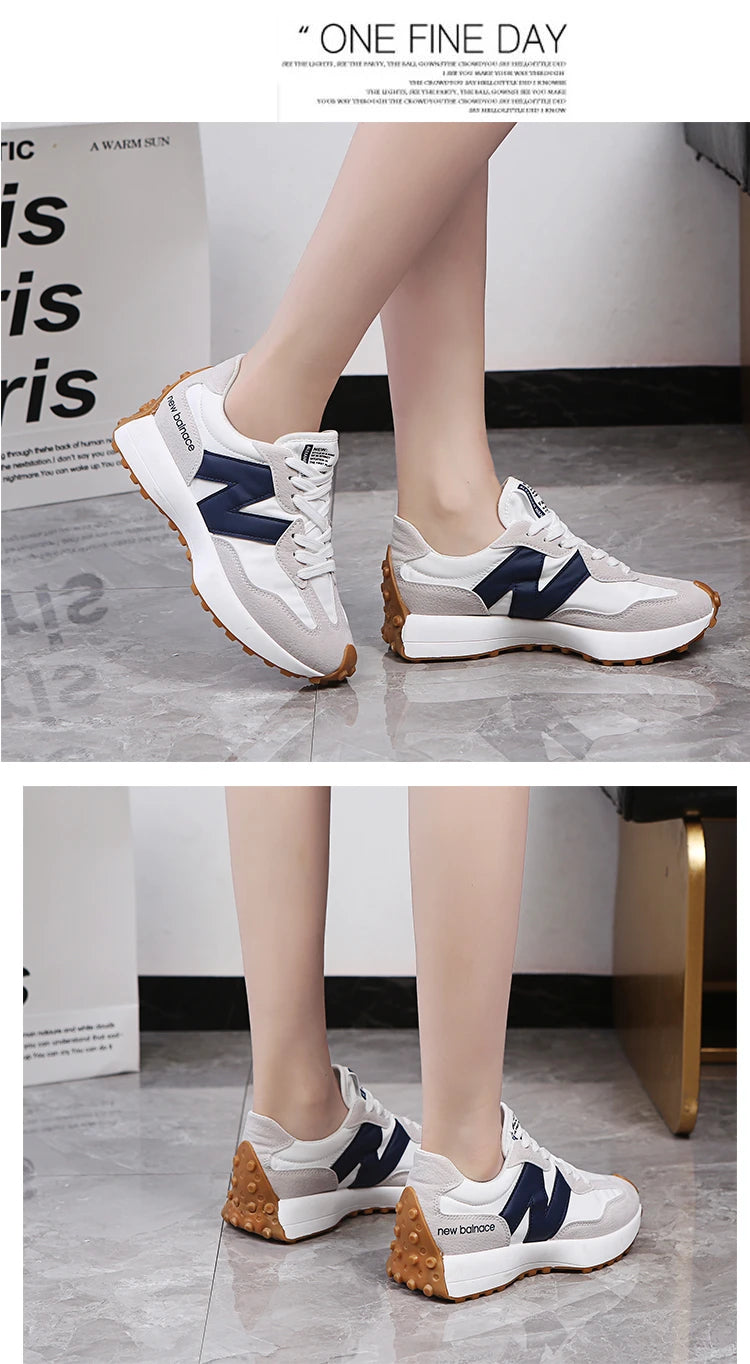 Women’s Casual Sneakers – Autumn Fashion Breathable Lace-Up Sports Shoes, Platform Walking Shoes