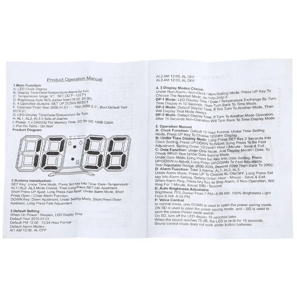 3D LED Digital Wall Clock – Modern Glowing Electronic Clock for Bedroom with Adjustable Brightness & Night Mode