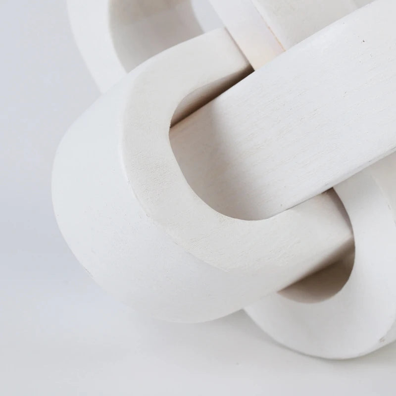 Hand-Carved Wooden Knot Decor – Boho 3-Link Wood Sculpture for Farmhouse, Office & Rustic Home Styling