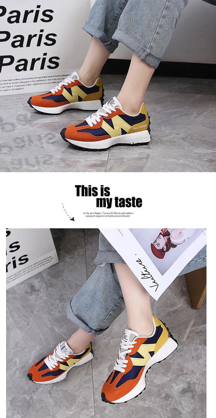 Women’s Casual Sneakers – Autumn Fashion Breathable Lace-Up Sports Shoes, Platform Walking Shoes