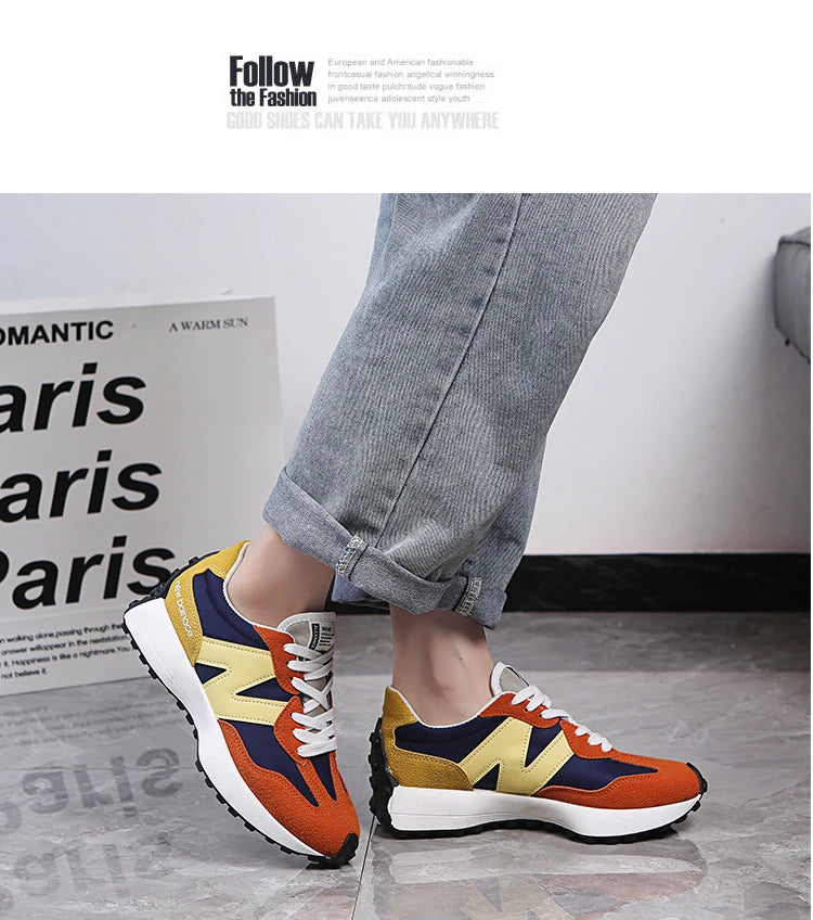 Women’s Casual Sneakers – Autumn Fashion Breathable Lace-Up Sports Shoes, Platform Walking Shoes