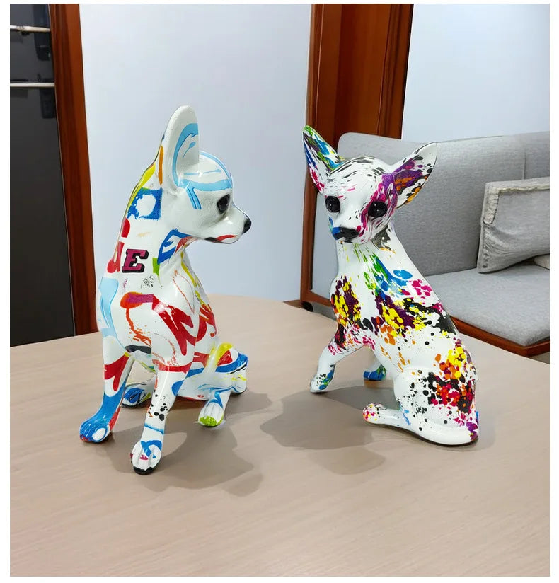 Colorful Home Decorations Living Room Entrance Dog Ornaments Desktop Resin Crafts Home Decoration Accessories Home Decor