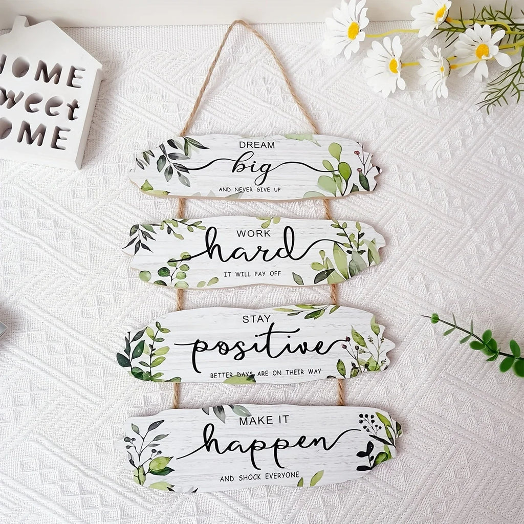 1pc Rustic Wooden Inspirational Hanging Festive Decor For Home & Gift, 3D Wall Art With Rope For Room & Holiday