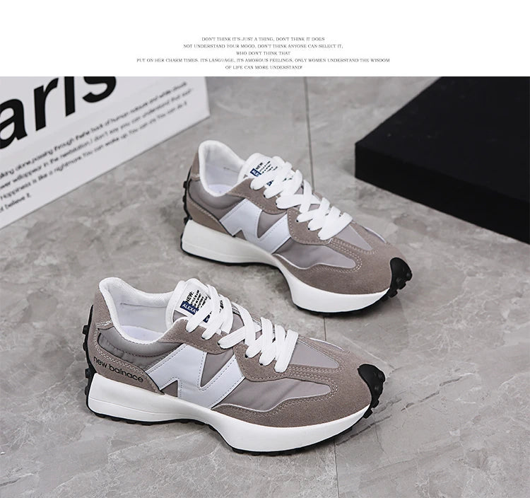Women’s Casual Sneakers – Autumn Fashion Breathable Lace-Up Sports Shoes, Platform Walking Shoes