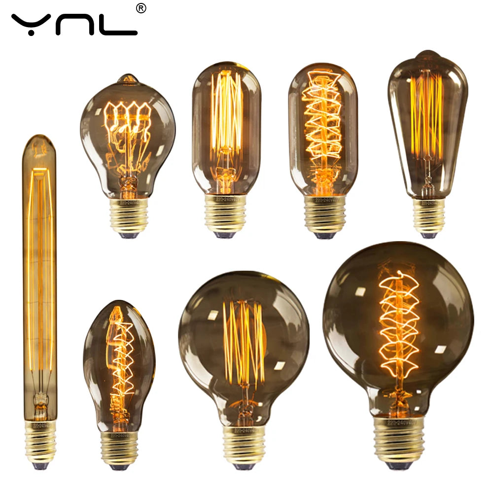 Vintage Edison Bulb E27 – 40W ST64/G80/G95/G125 Incandescent Filament Light for Retro Home Decor (220V)