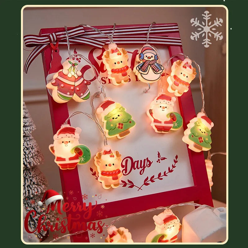 Christmas Creative Decorative Atmosphere Lights Solar Lamp String Led Santa Claus Snowman String Lights Party Decorations