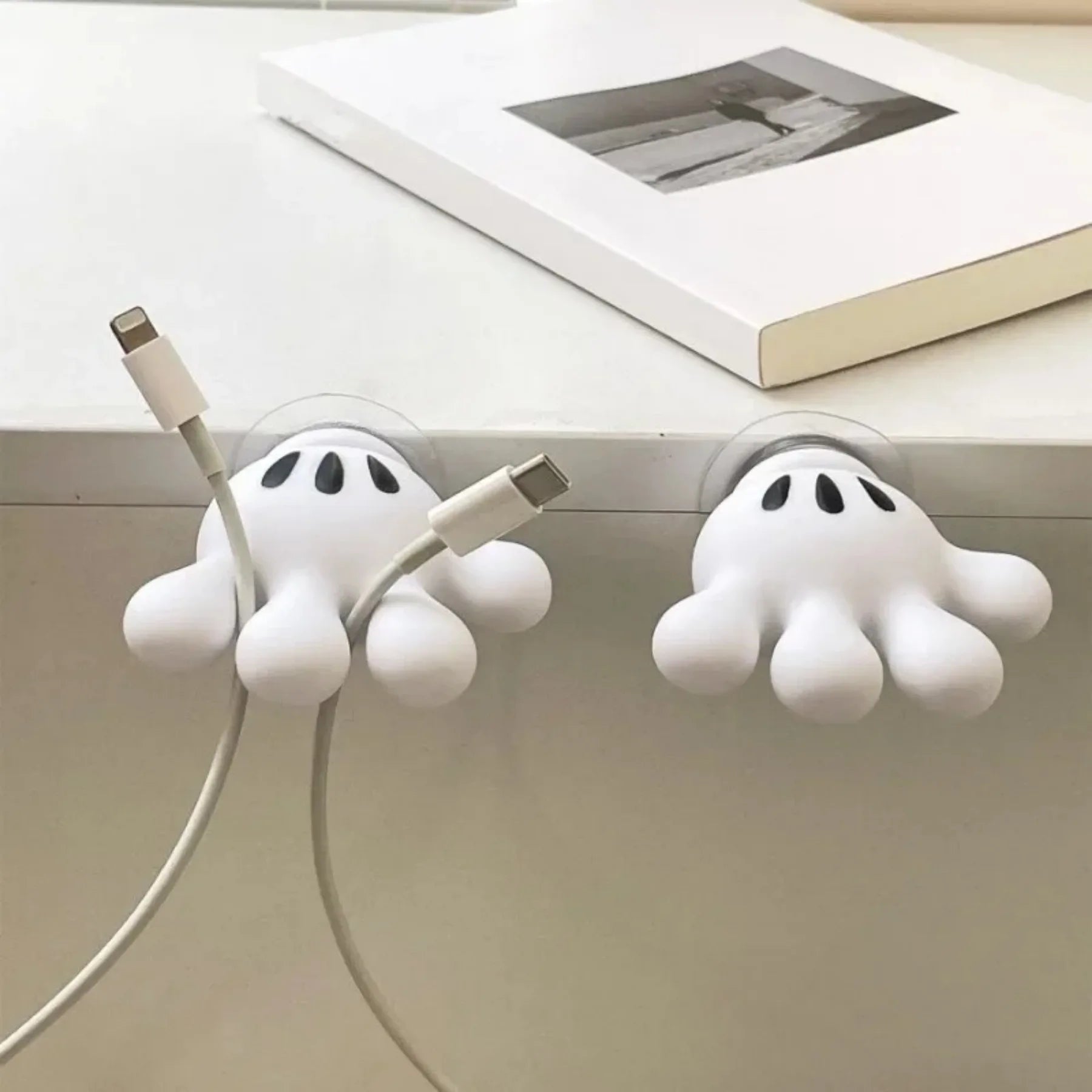 Toothbrush holder and multi-functional traceless suction hook for bathroom towel hanging and data cable home decoration