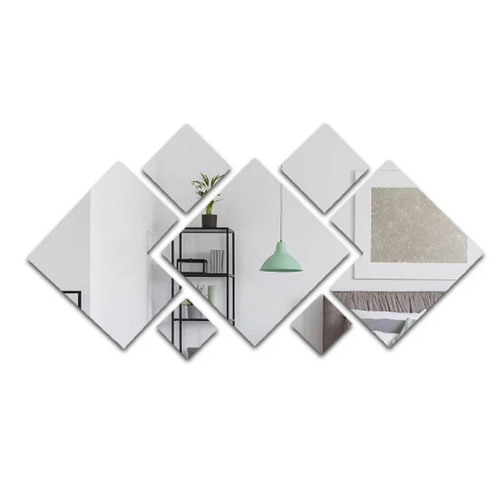 3D Acrylic Mirror Home Improvement Home Irregular Stitching DIY Wall Stickers for Living Room Bedroom Home Decoration  Stickers