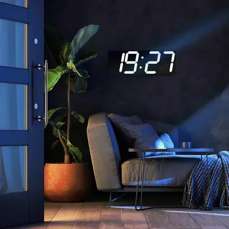 3D LED Digital Wall Clock – Modern Electronic Clock for Bedroom & Home Decor with Night Mode