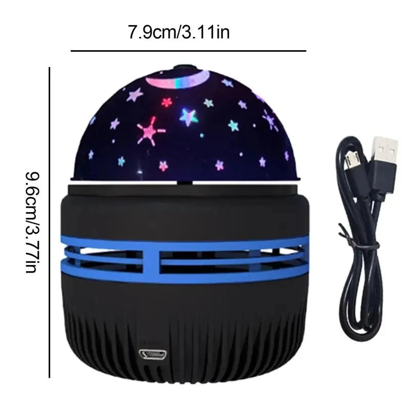 LED Starry Sky Projector Lamp – USB Rotating Night Light with Moon & Star Effects for Christmas & Home Room Decor