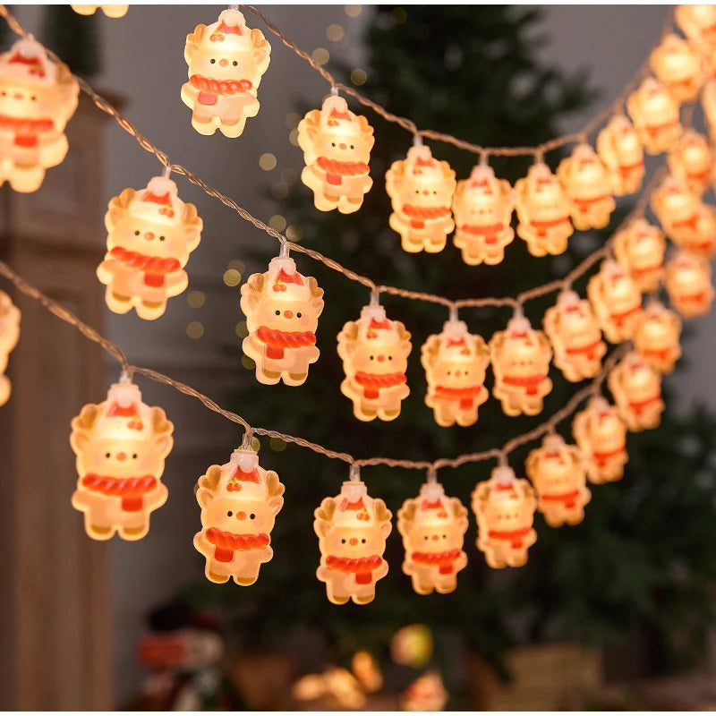 Christmas Creative Decorative Atmosphere Lights Solar Lamp String Led Santa Claus Snowman String Lights Party Decorations