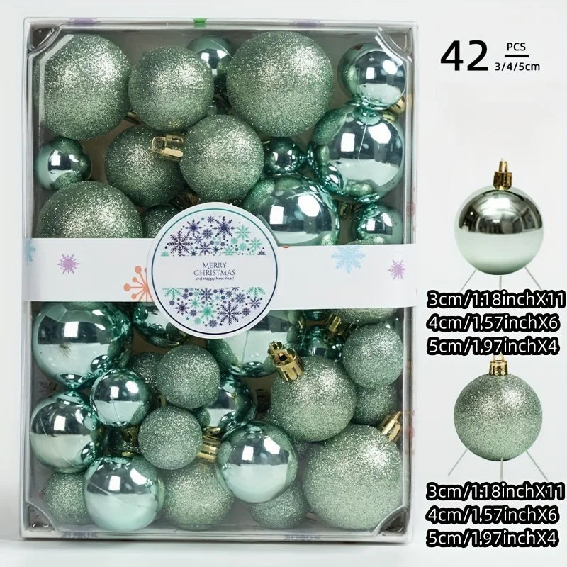 42-Piece Christmas Tree Hanging Balls – Multi-Color Ornaments for Holiday Decorations