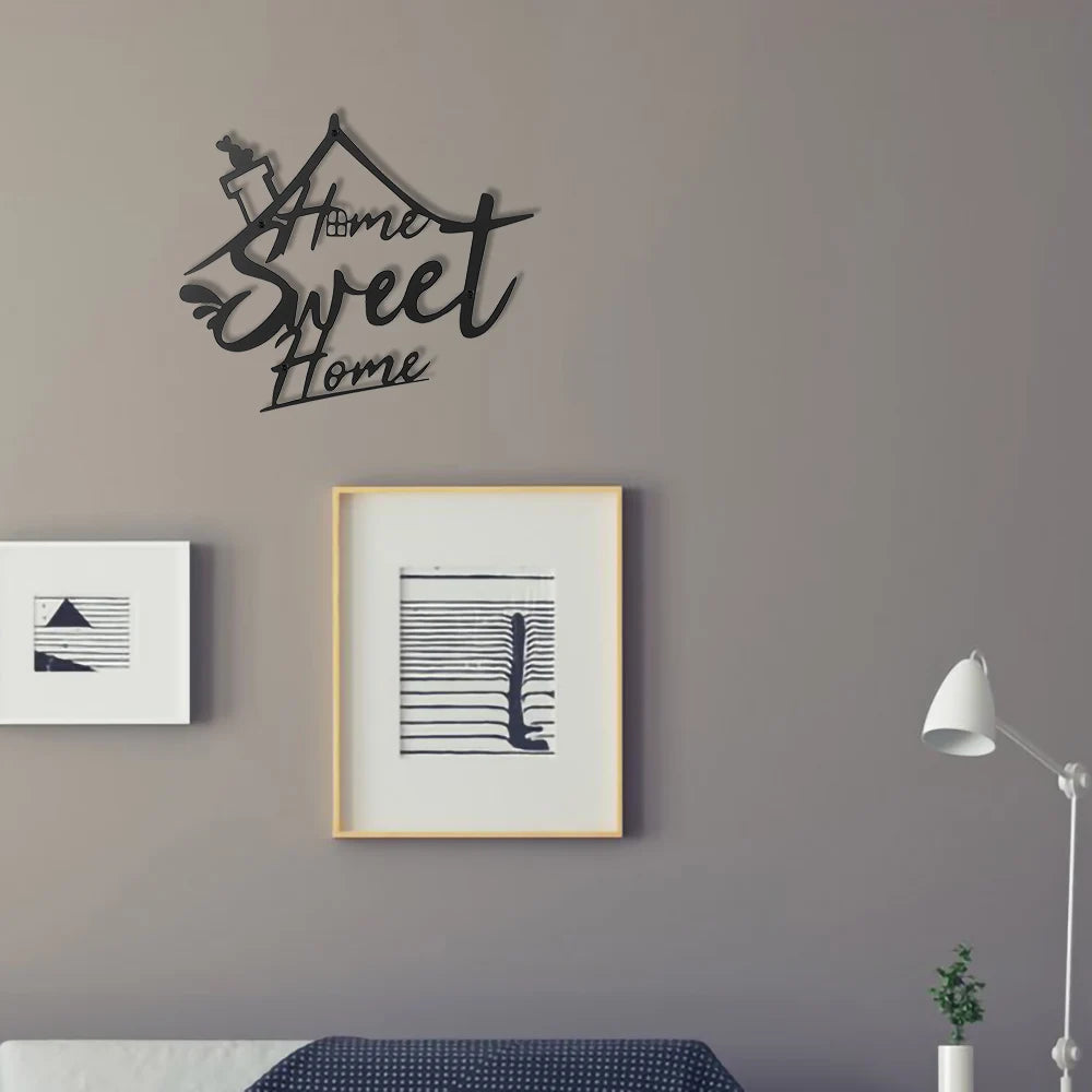 “Home Sweet Home” Metal Wall Sign – Modern Hanging Decor for Bedroom, Door & Aesthetic Room Styling