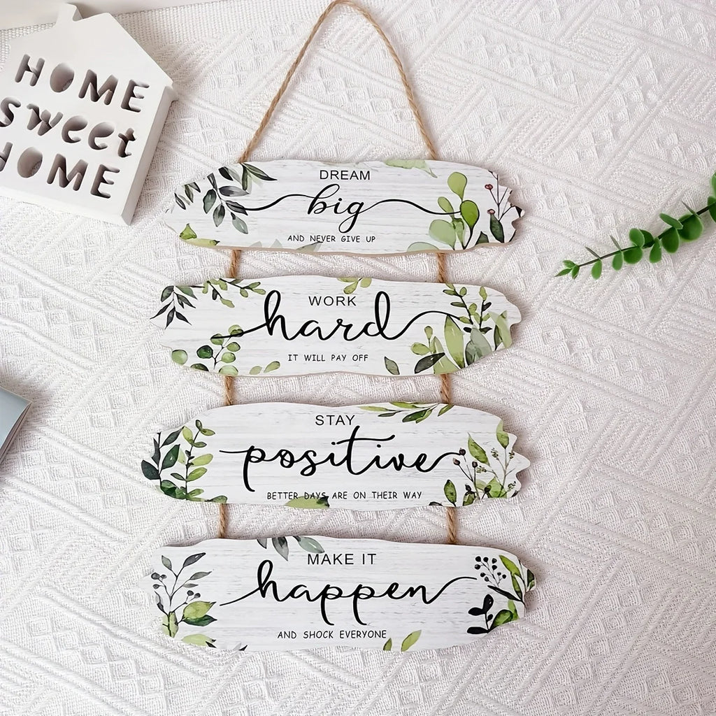 1pc Rustic Wooden Inspirational Hanging Festive Decor For Home & Gift, 3D Wall Art With Rope For Room & Holiday