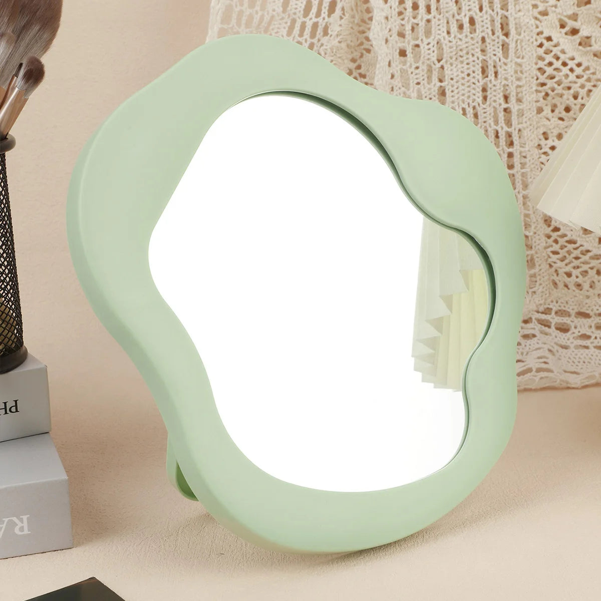 Tabletop Makeup Mirror – Decorative Bedroom & Desk Accent for Home Aesthetic Room Decor